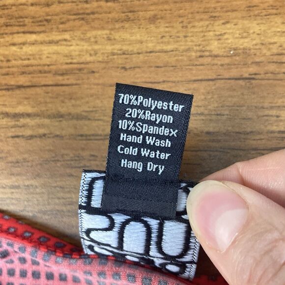 Clara Sun Woo Sz Small Dolman Sleeve Blouse Top Red Side Tie Abstract Print EUC - Picture 4 of 7